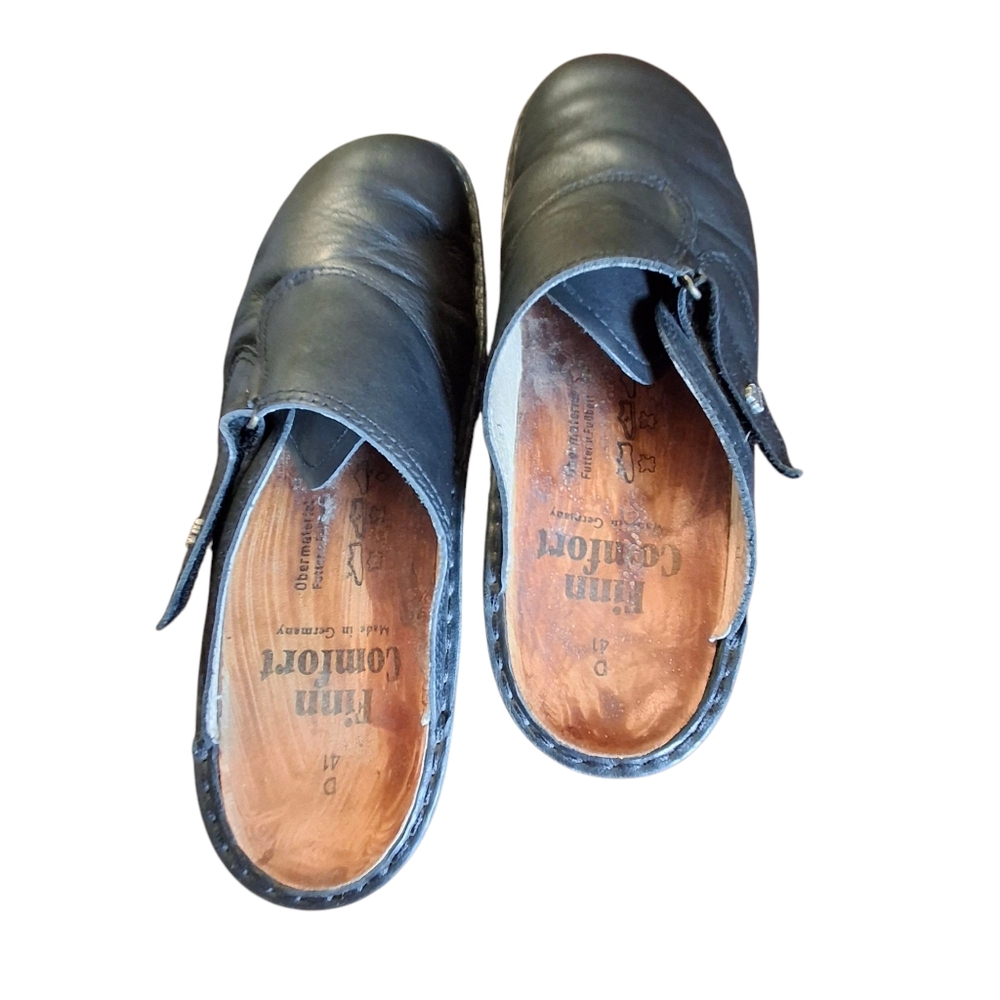 Finn Comfort Aussee Black Leather Slip-On Mule Clog Shoe  Women Size 41EU / 10US - Picture 11 of 16